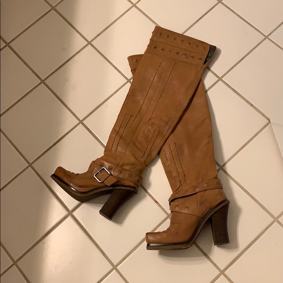 lisa Shoes - Over the knee boots tan Lisa